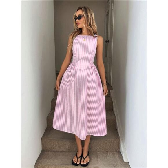 Sleeveless Striped Midi Dress - Picture 13 of 16